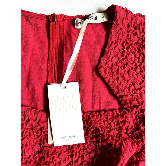 NWT! Grace Karin Womens 50s 60s Red Pencil Dress Bodycon Cap Sleeve Large Pinup - Picture 2 of 4